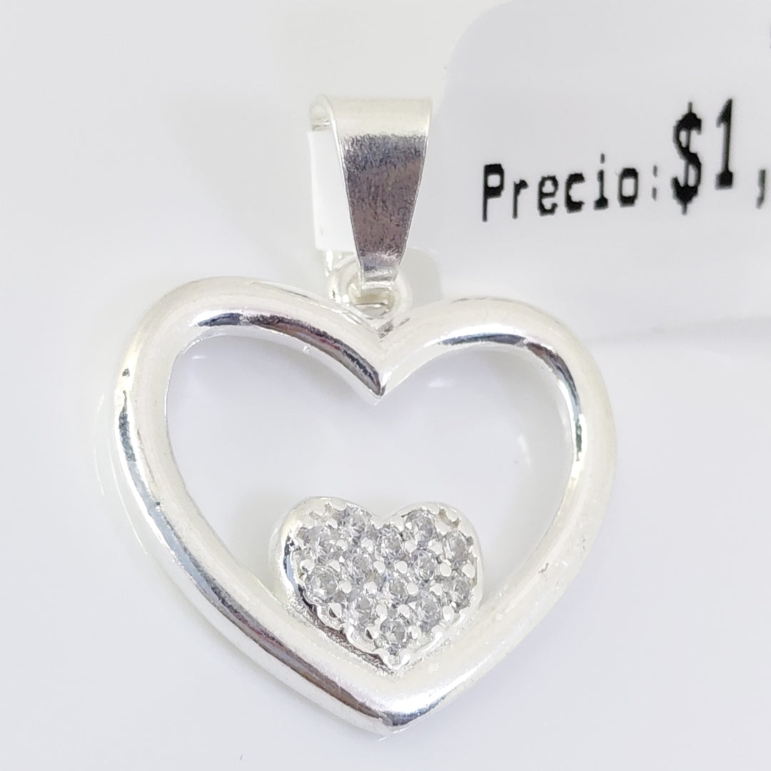 DIJE CORAZON C/CIRCONIAS PLATA .925 2.8 GR (NUEVO)