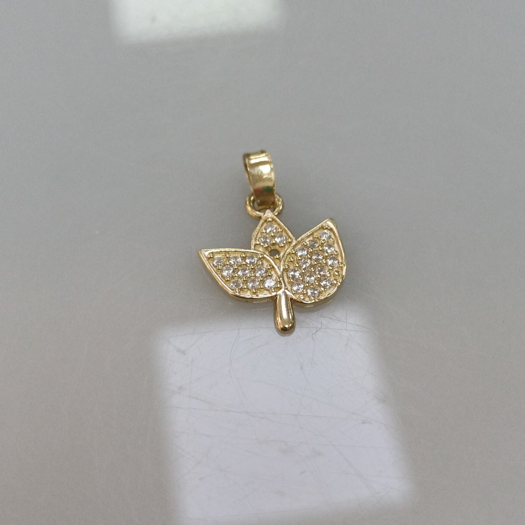 DIJE TEJIDO HOJAS CON CIRCONIAS 14K 0.9 GR (NUEVO)