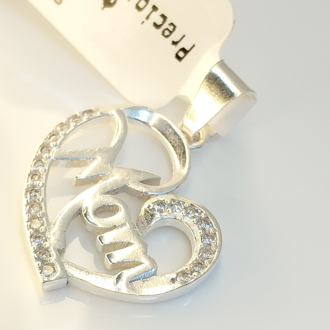 DIJE CORAZON C/CIRCONIAS PLATA .925 3.1 GR (NUEVO)