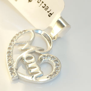 DIJE CORAZON C/CIRCONIAS PLATA .925 3.1 GR (NUEVO)