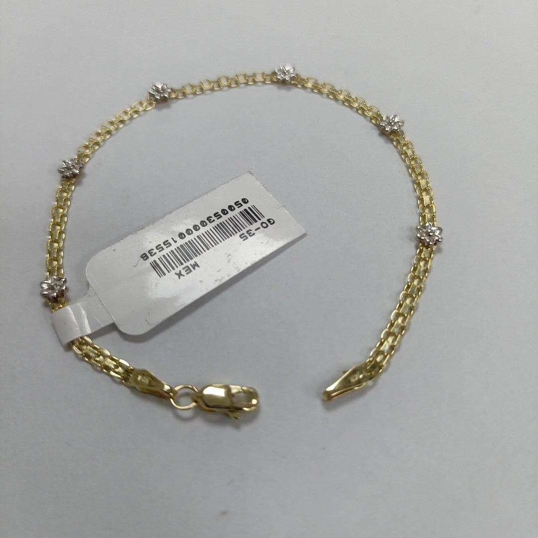 PULSERA ESPECIAL C FLORES 14K 18 CM 2.9 GR (NUEVO)