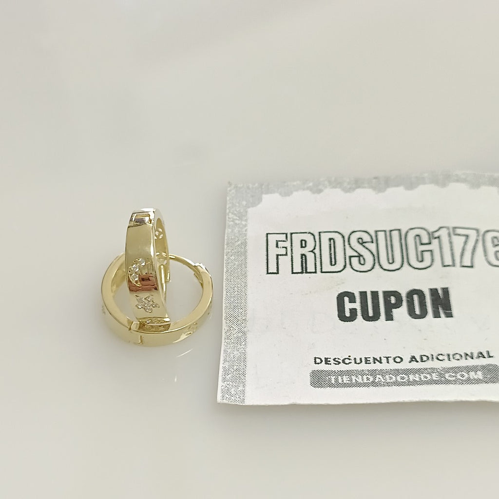 ARETES TEJIDO HUGGIES CON CIRCONIAS 14K 2.8 GR (NUEVO)