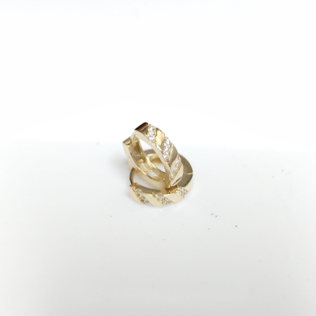 ARETES HUGGIES CON CIRCONIAS 14K 2.3 GR (NUEVO)