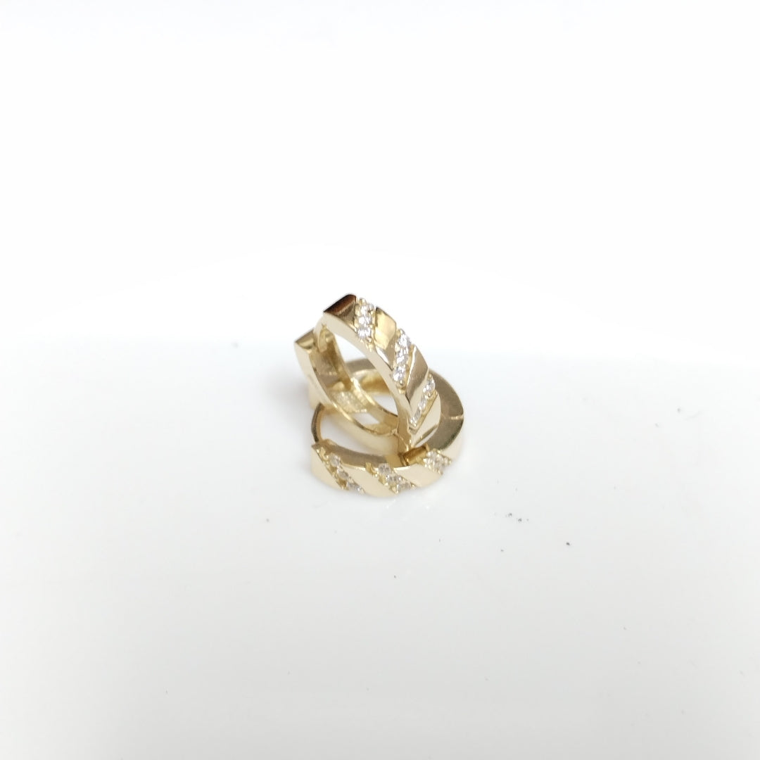 ARETES HUGGIES CON CIRCONIAS 14K 2.3 GR (NUEVO)