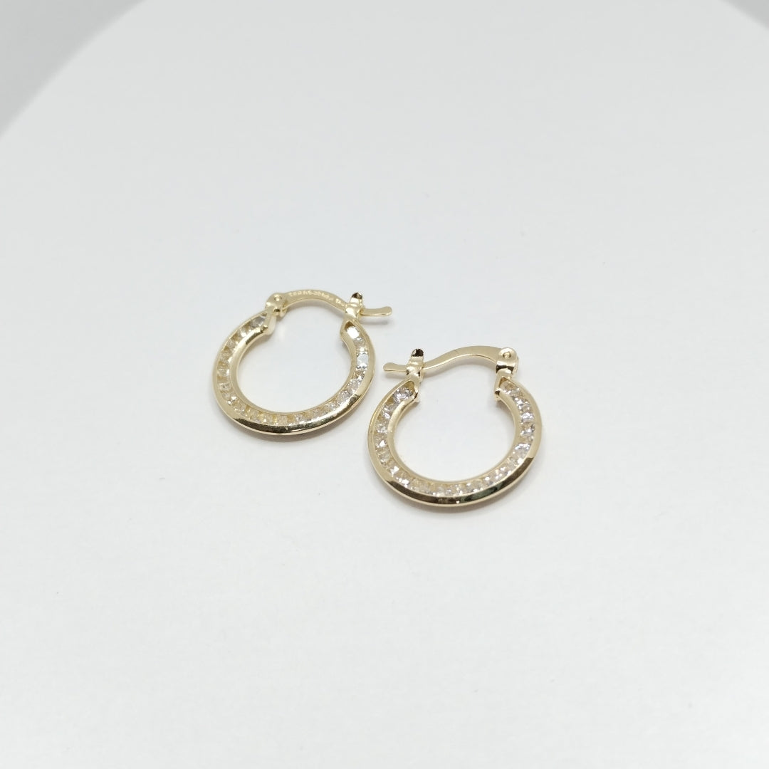 ARETES ARRACADAS CON CIRCONIAS 14K 2.4 GR (NUEVO)