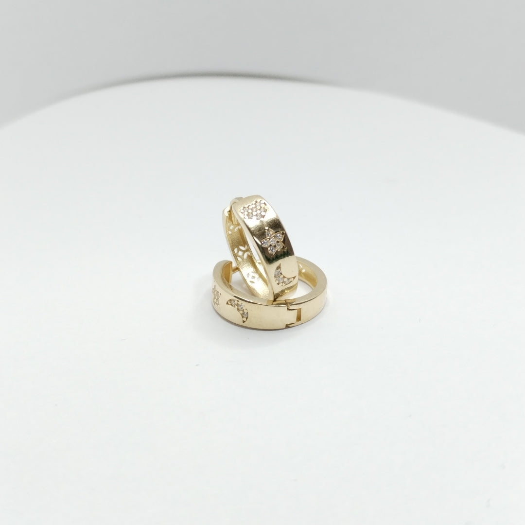 ARETES TEJIDO HUGGIES CON CIRCONIAS 14K 2.9 GR (NUEVO)