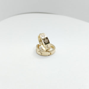 ARETES TEJIDO HUGGIES CON CIRCONIAS 14K 2.9 GR (NUEVO)