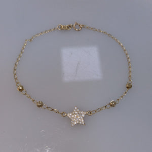 PULSERA ESPECIAL CON ESTRELLA Y CIRCONIAS 14K 18 CM 1.5 GR (NUEVO)