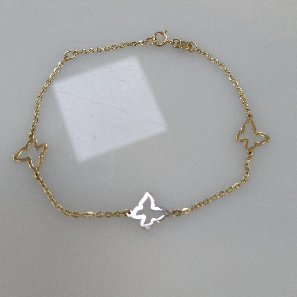 PULSERA ESPECIAL C MARIPOSAS 14K 18 CM 1.7 GR (NUEVO)