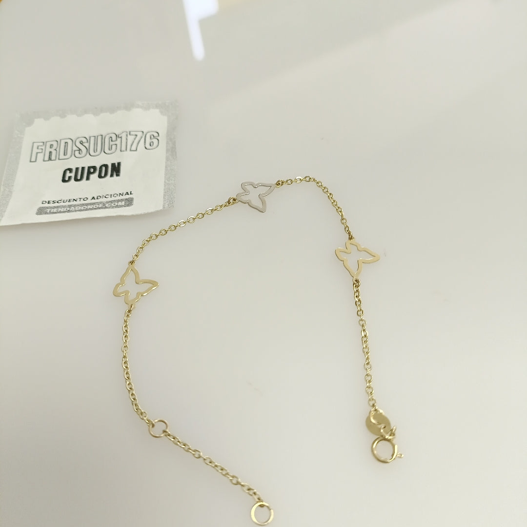PULSERA ESPECIAL C MARIPOSAS 14K 18 CM 1.7 GR (NUEVO)