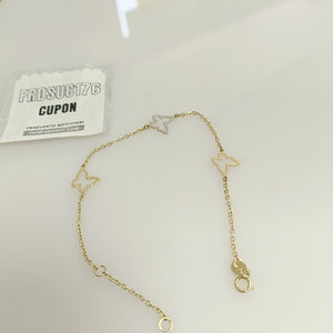 PULSERA ESPECIAL C MARIPOSAS 14K 18 CM 1.7 GR (NUEVO)