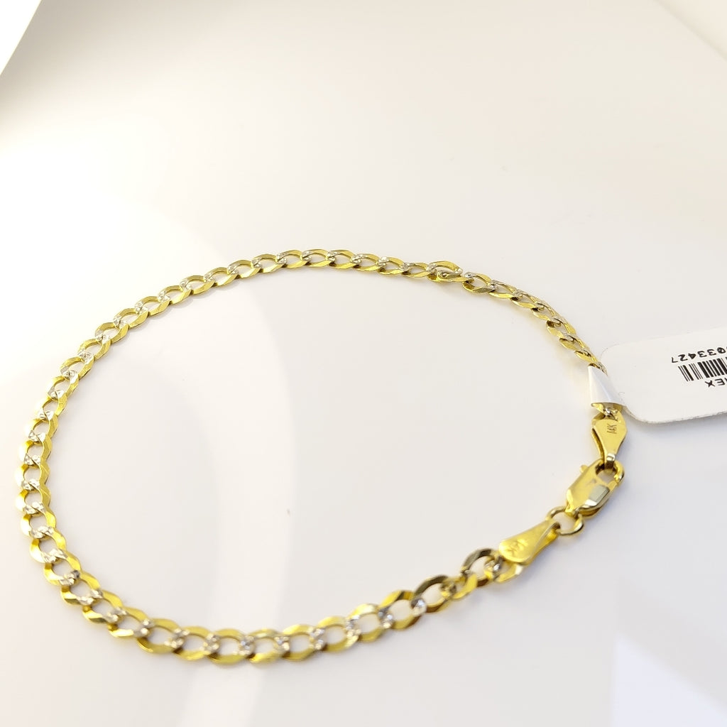 PULSERAS BARBADA DIAMANTADA ORO 14K 21 CM 3.6 GR (NUEVO)