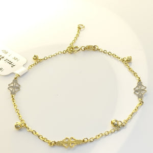 PULSERA ESPECIAL CON TREBOL 14K 18 CM 1.8 GR (NUEVO)