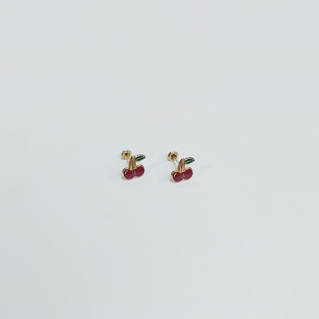 BROQUELES BROQUE FIG CEREZA C ESMALTE 14K 0.2203 GR (NUEVO)