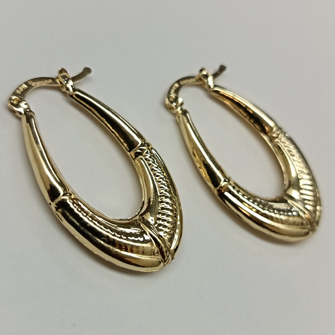 ARETES ARRACADAS ESTRIADAS 14K 2.6 GR (NUEVO)