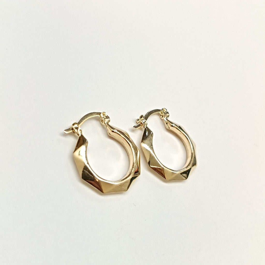 ARETES TEJIDO ARRACADAS FACETADAS 14K 1.8 GR (NUEVO)
