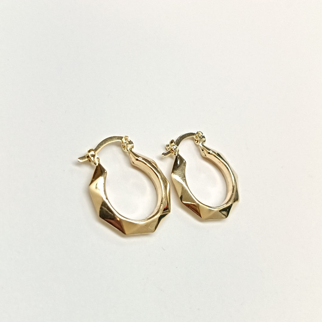 ARETES TEJIDO ARRACADAS FACETADAS 14K 1.8 GR (NUEVO)