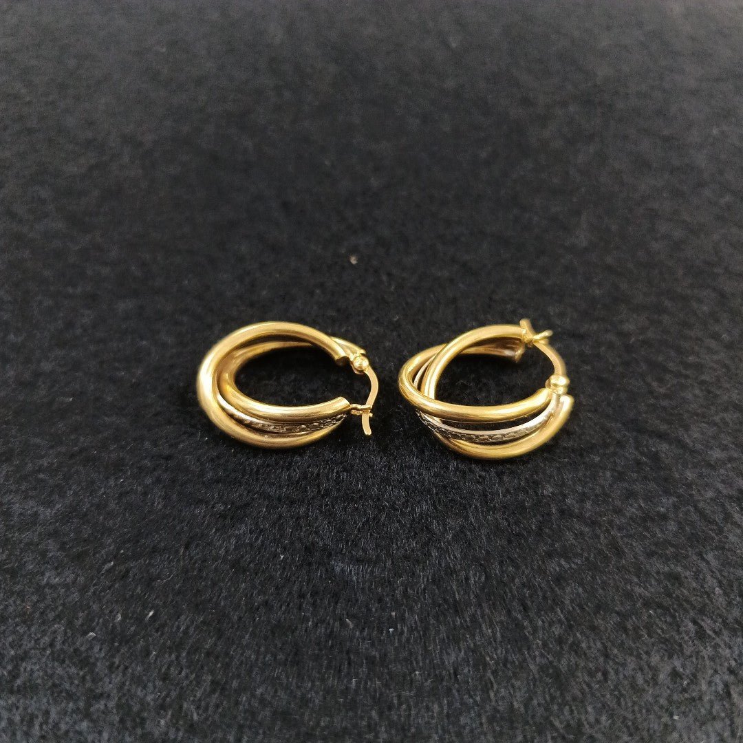 ARRACADAS PAR ORO COMBINADO 14 K 3.9 GRMS (SEMINUEVO)