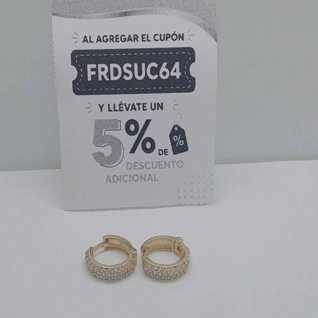 ARETES HUGGIE CON CIRCONIAS 14K 2.1 GR (NUEVO)