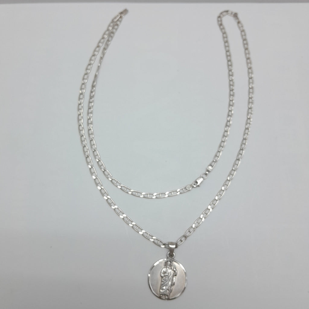 CADENA, MEDALLA RELIGIOSA PLATA 12.4 GRMS (SEMINUEVO)
