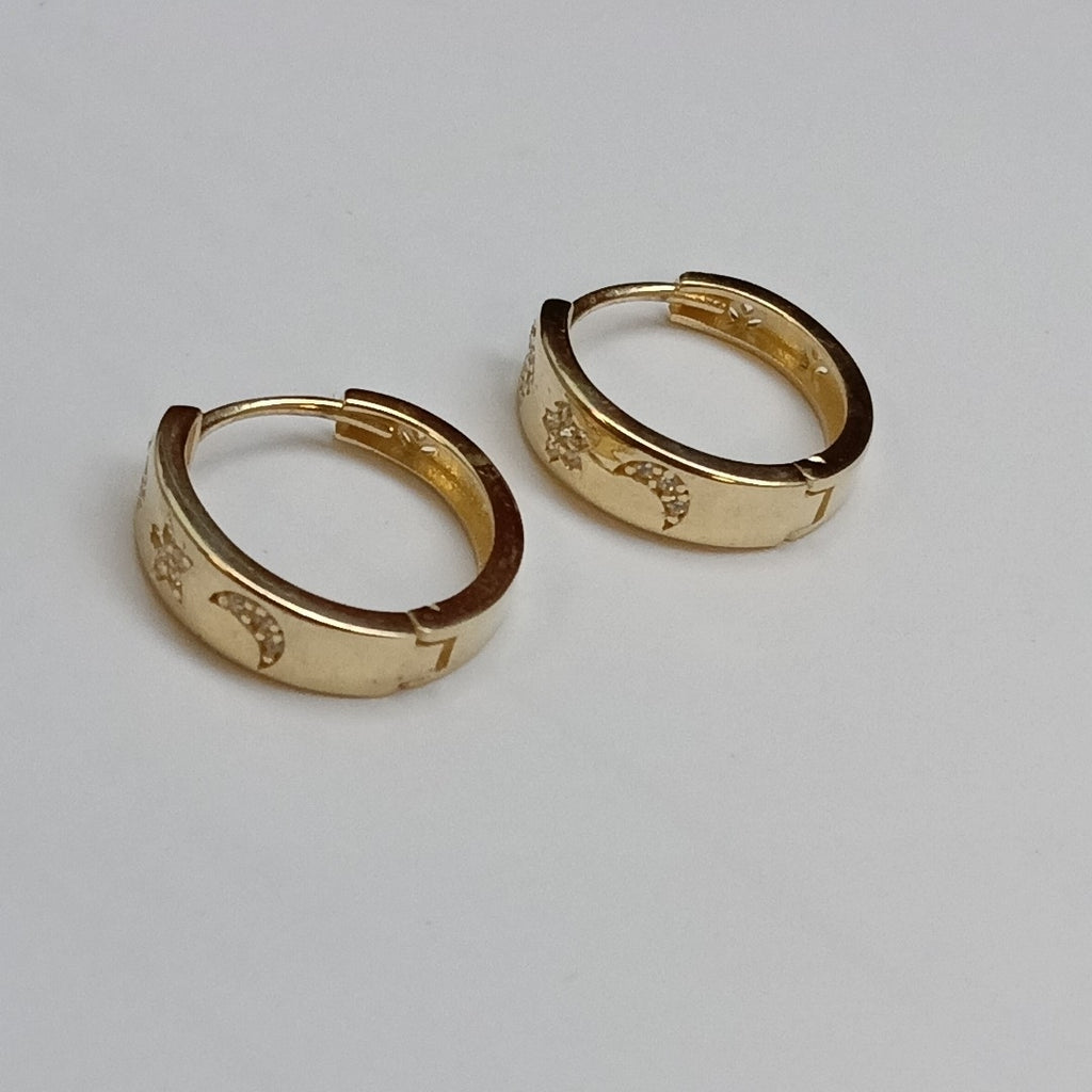 ARETES TEJIDO HUGGIES CON CIRCONIAS 14K 2.9 GR (NUEVO)