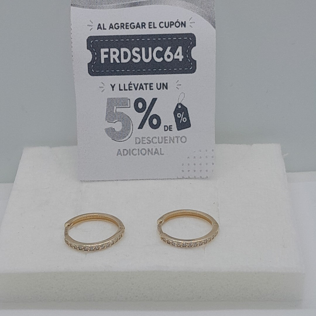 ARETES HUGGIES C CIRCONIA 14K 1.8 GR (NUEVO)