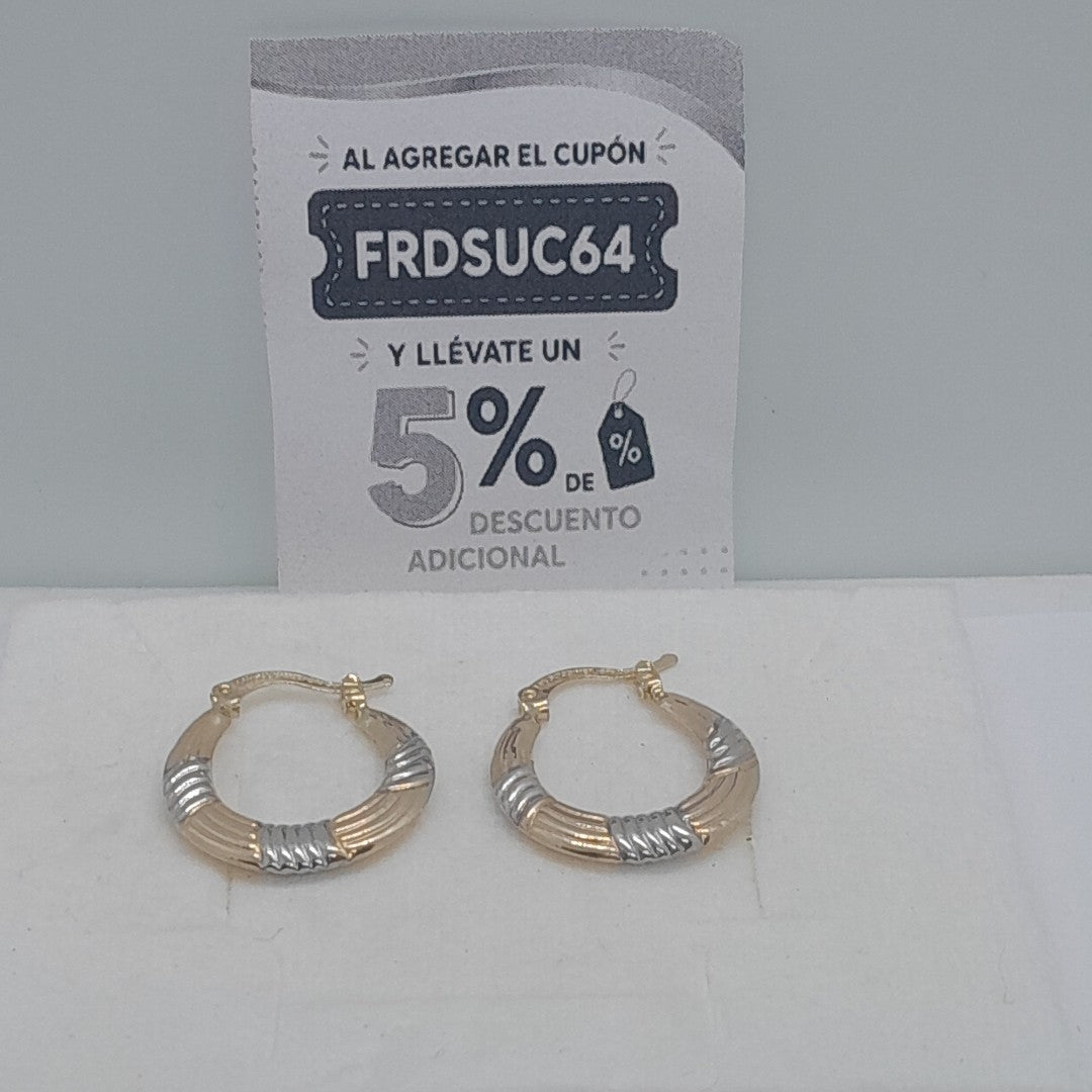 ARETES TEJIDO ARRACADAS COMBINADAS HUECAS 14K 1.7 GR (NUEVO)