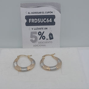 ARETES TEJIDO ARRACADAS COMBINADAS HUECAS 14K 1.7 GR (NUEVO)