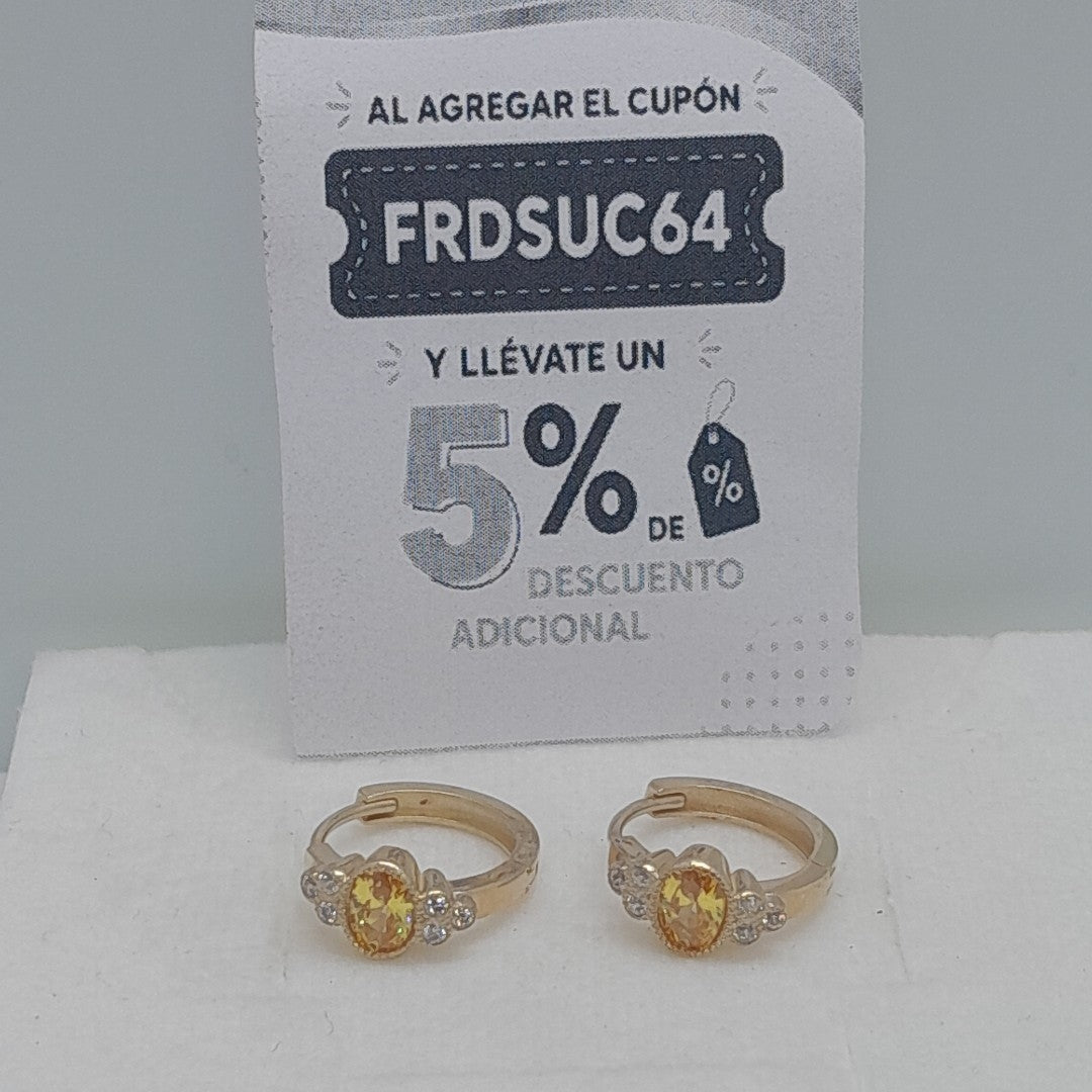 ARETES ARRACADAS CON CIRCONIAS Y PDRAS COL 14K 3.2 GR (NUEVO)
