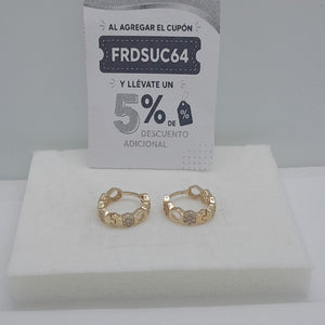 ARETES HUGGIES HEXAGONALES C CIRCONIAS 14K 2.6 GR (NUEVO)