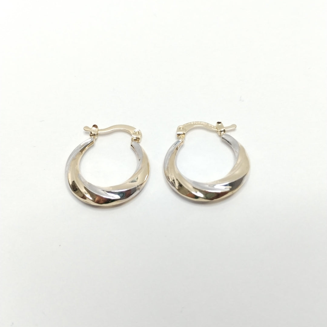 ARETES TEJIDO ARRACADA TRENZADA COMBINADA 14K 1.8 GR (NUEVO)
