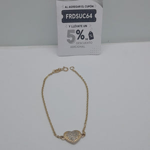 PULSERA TEJIDO ESPECIAL C CORAZON CIRCONIAS 14K 18 CM 2 GR (NUEVO)
