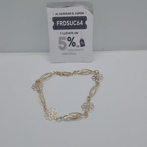 PULSERA ESPECIAL CON FLORES 14K 18 CM 2.7 GR (NUEVO)
