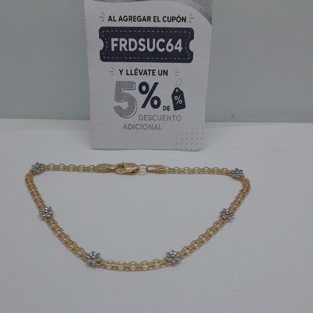 PULSERA ESPECIAL C FLORES 14K 18 CM 2.9 GR (NUEVO)