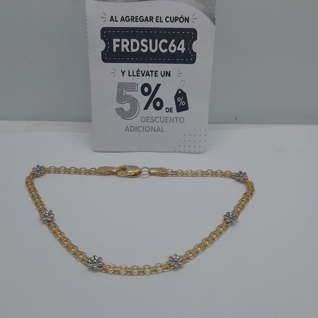 PULSERA ESPECIAL C FLORES 14K 18 CM 2.9 GR (NUEVO)