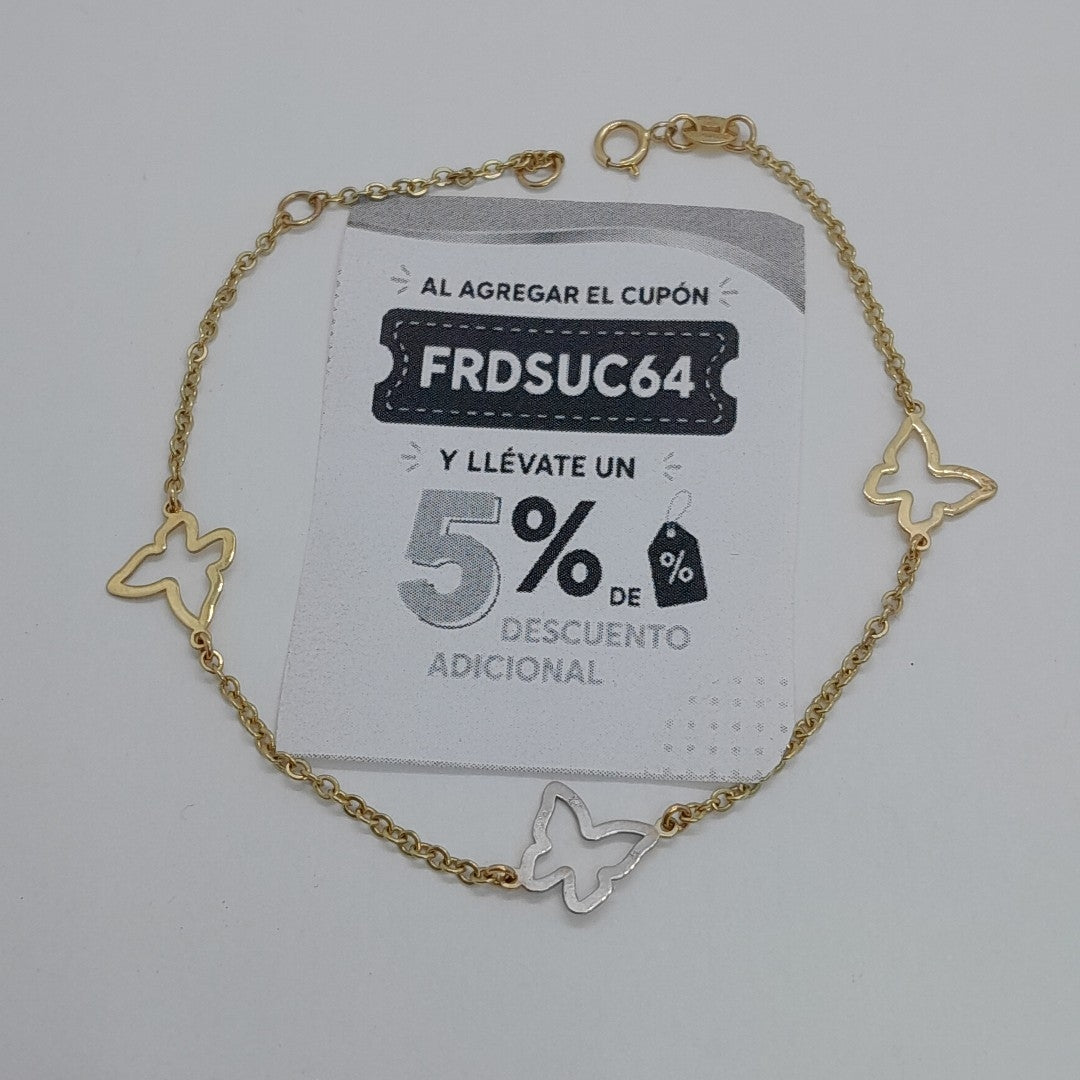 PULSERA ESPECIAL C MARIPOSAS 14K 18 CM 1.7 GR (NUEVO)
