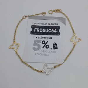 PULSERA ESPECIAL C MARIPOSAS 14K 18 CM 1.7 GR (NUEVO)
