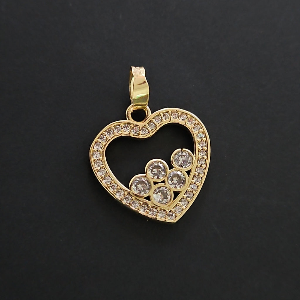 DIJE CORAZON CON CIRCONIAS 14K 1.6 GR (NUEVO)