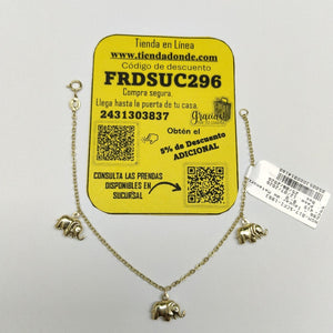 PULSERA ESPECIAL CON DIJES ELEFANTES 10K 18 CM 2.2 GR (NUEVO)