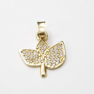 DIJE TEJIDO HOJAS CON CIRCONIAS 14K 1 GR (NUEVO)