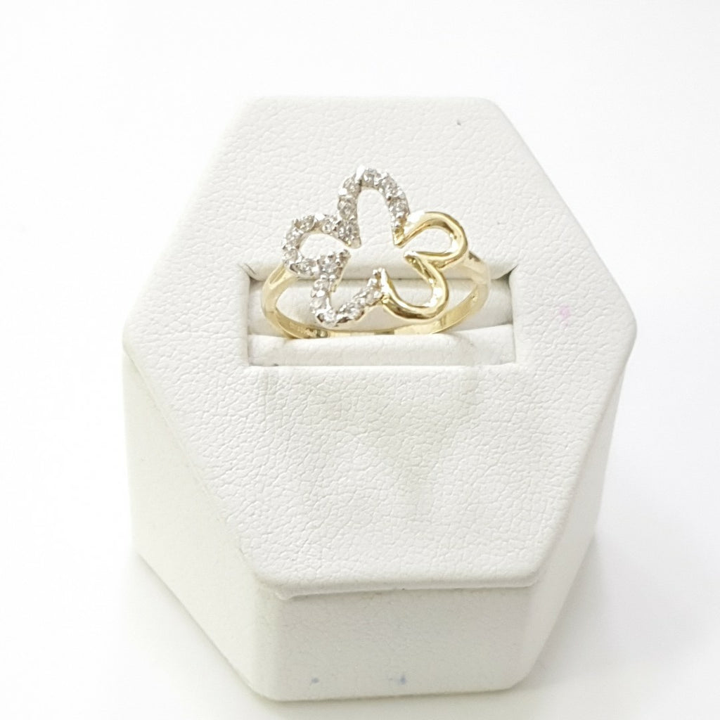 ANILLOS FIG FLOR CON CIRCONIAS 14K TALLA 7 1.4 GR (NUEVO)