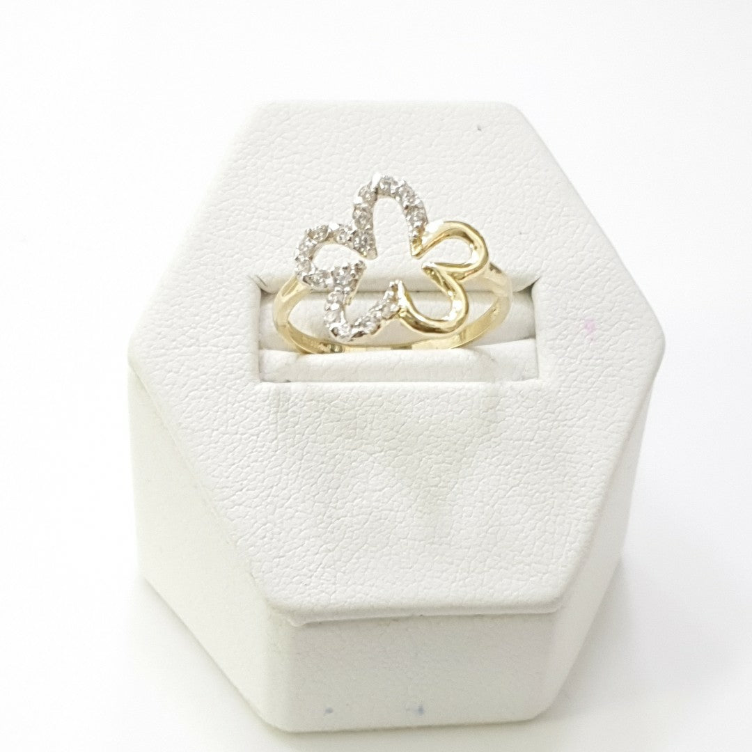 ANILLOS FIG FLOR CON CIRCONIAS 14K TALLA 7 1.4 GR (NUEVO)