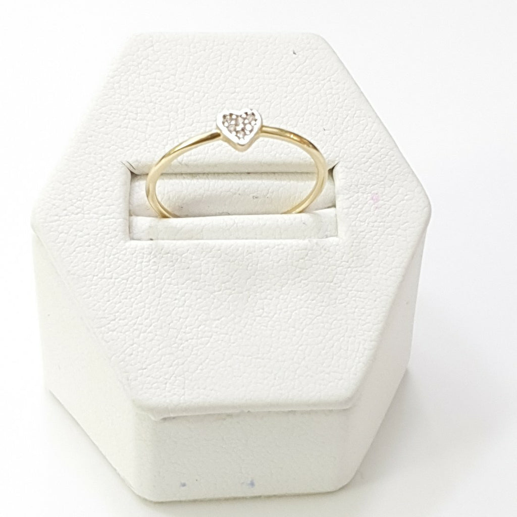 ANILLO ANILLITO CORAZON C CIRCONIA 14K 8 TALLA 0.9 GR (NUEVO)