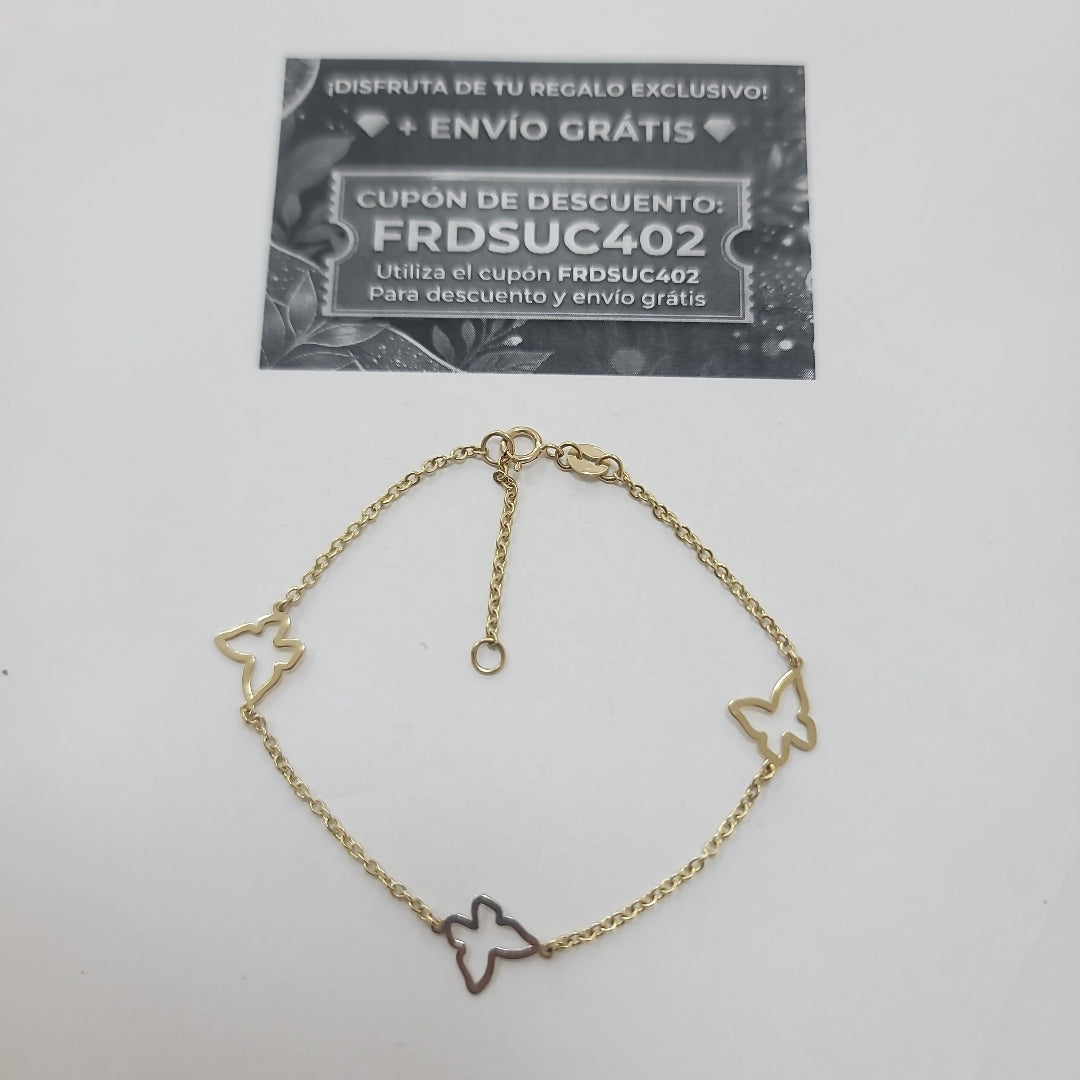 PULSERA ESPECIAL C MARIPOSAS 14K 18 CM 1.7 GR (NUEVO)