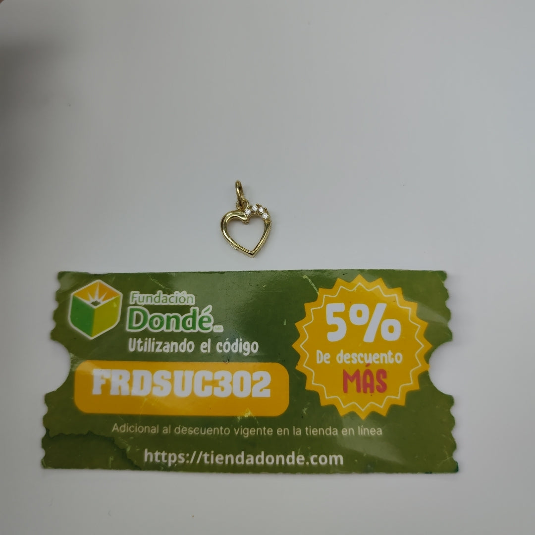 DIJE CORAZON CON CIRCONIAS 14K 1.4 GR (NUEVO)
