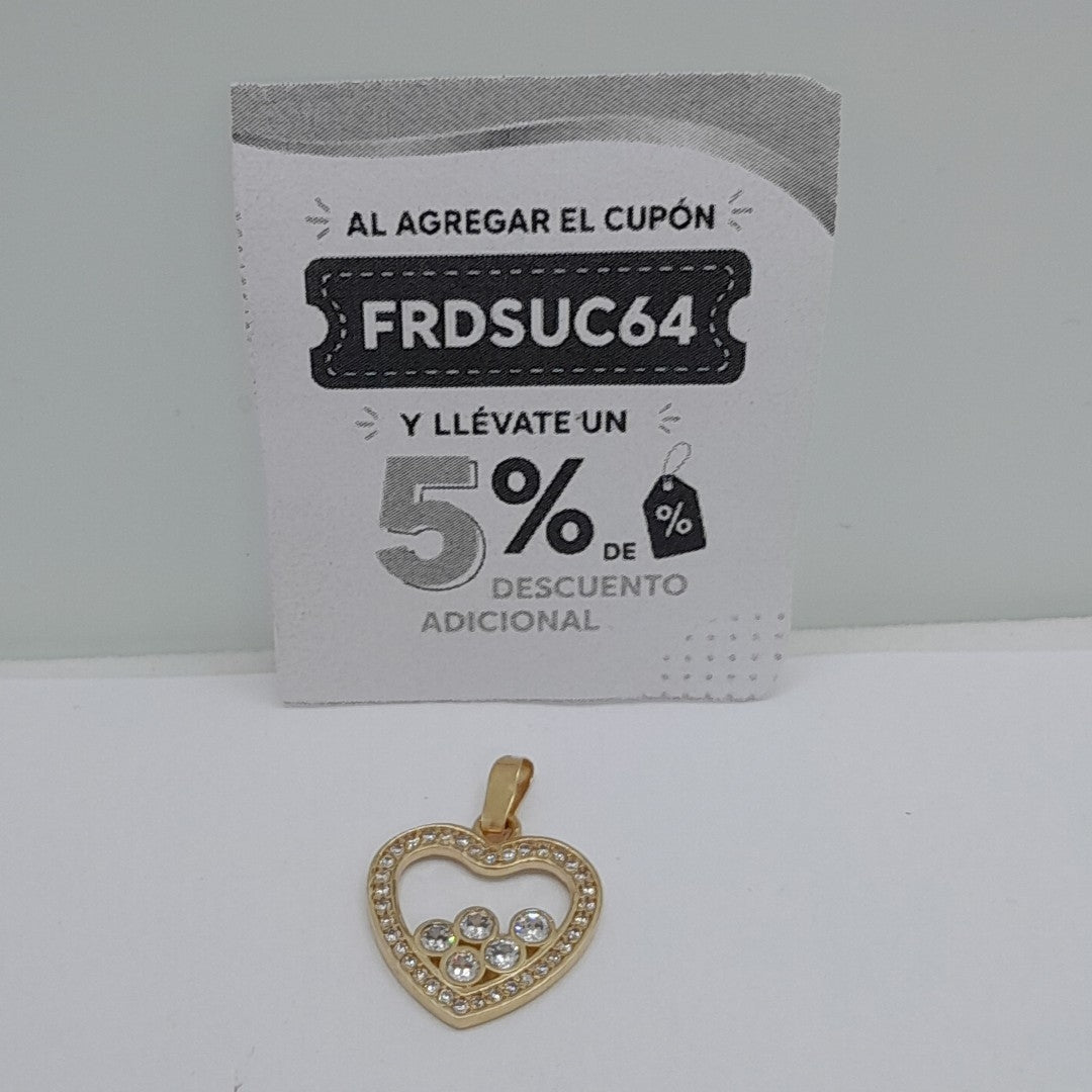 DIJE CORAZON CON CIRCONIAS 14K 1.7 GR (NUEVO)