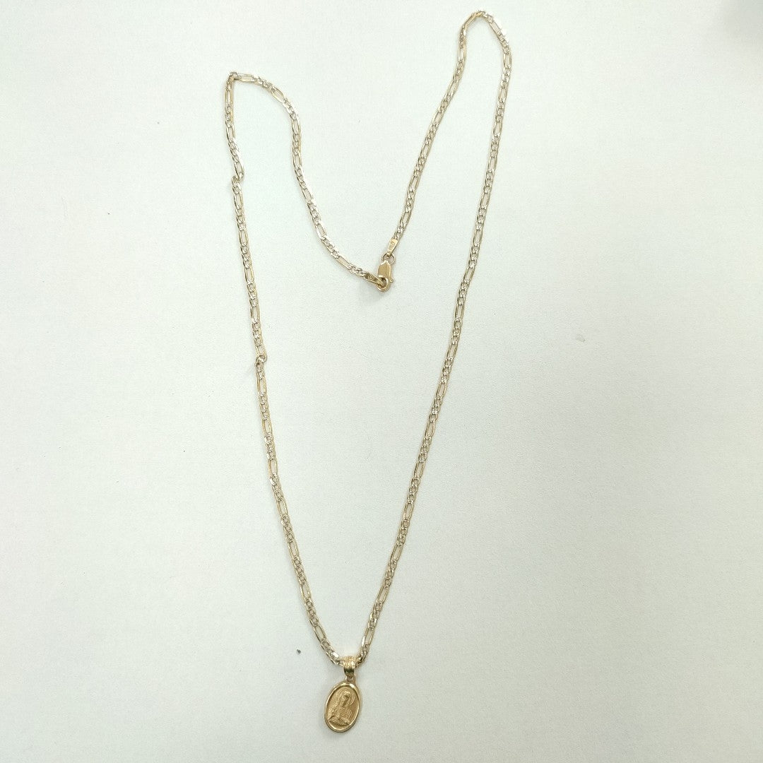 CADENA, MEDALLA RELIGIOSA ORO 14 K 5.5 GRMS (SEMINUEVO)