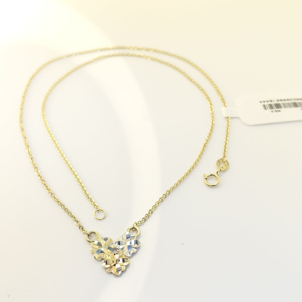 CADENA TEJIDO GARGANTILLA ESPECIAL C FLORES 14K 45 CM 2.9 GR (NUEVO)