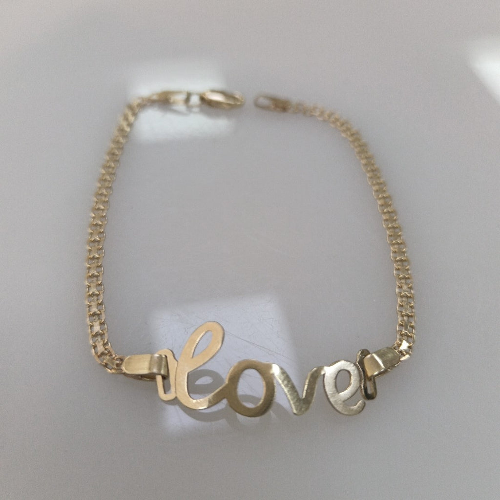 PULSERA ESCLAVA GRABADA LOVE 10K 18 CM 2.8 GR (NUEVO)