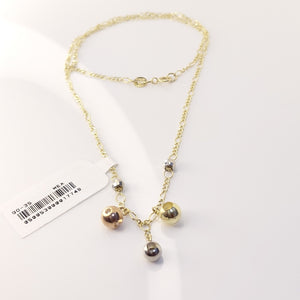 CADENA GARGANTILLA 3X1 CON ESFERAS COMBINADAS 14K 45 CM 3.1 GR (NUEVO)
